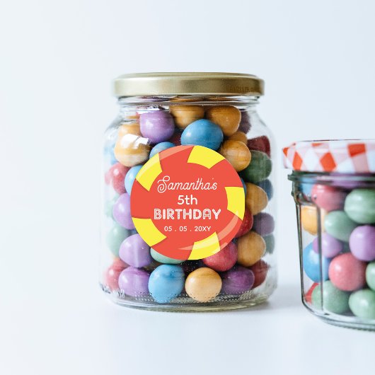 スウィートカラフルおもしろいキャンディテーマバースデーパーティー ラウンドシール