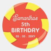 スウィートカラフルおもしろいキャンディテーマバースデーパーティー ラウンドシール (正面)
