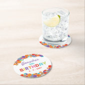 スウィートカラフルおもしろいキャンディバースデーパーティー ラウンドペーパーコースター (インサイチュ)