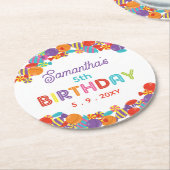 スウィートカラフルおもしろいキャンディバースデーパーティー ラウンドペーパーコースター (アングル)