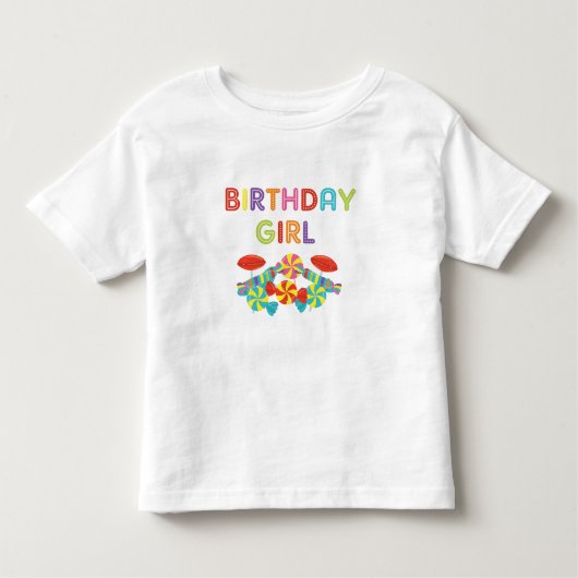 スウィートカラフルおもしろいキャンディ誕生日ガール トドラーTシャツ (正面)