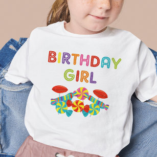 スウィートカラフルおもしろいキャンディ誕生日ガール トドラーTシャツ