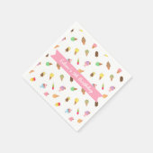 スウィートカラフルアイスクリームパタン誕生日パーティー スタンダードカクテルナプキン (角)