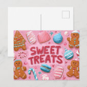 スウィートカラフルトリートクリスマスイラストレーション ポストカード (正面/裏面)