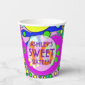 スウィートカラフル16バースデーパーティーナプキンス 紙コップ (正面)