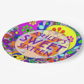 スウィートカラフル16バースデーパーティープレート ペーパープレート (アングル)