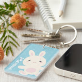 スウィートカワイートバニーパステルブルー水玉模様 キーホルダー (正面右)