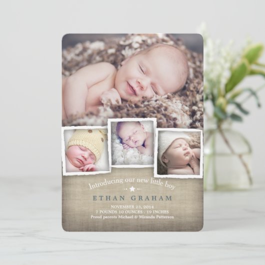 スウィートカントリーバーラップ男の赤ちゃん誕生のお知らせ 案内状 (スタンド正面)