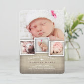 スウィートカントリーBurlapベビーガール誕生のお知らせ 案内状 (スタンド正面)