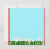 スウィートガーリーデイジーズフィールドピンクグリーンティール(緑がかった色)誕生日 招待状 (裏面)