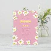 スウィートガーリーデイジーバブルガムピンクファースト誕生日 招待状 (スタンド正面)