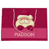 スウィートガーリーピンクサンタと水玉模様 ラージペーパーバッグ (正面)