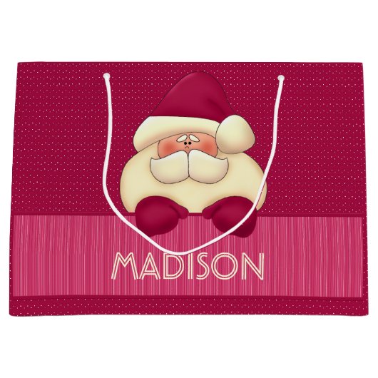 スウィートガーリーピンクサンタと水玉模様 ラージペーパーバッグ (正面)