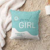 スウィートガールティール（緑がかった色）つや消しスピンクルガールズ クッション (ブランケット)