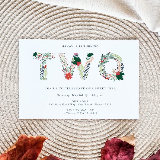 スウィートガールフローラセカンドバースデーパーティー 招待状