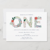 スウィートガールフローラファーストバースデーパーティー 招待状 (正面)