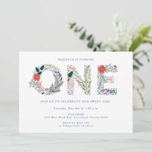 スウィートガールフローラファーストバースデーパーティー 招待状 (スタンド正面)