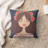 スウィートガール&水玉模様 クッション (ブランケット)