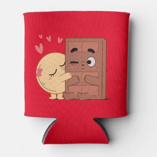 スウィートキスチョコパンケーキバレンティンズカップルラブ 缶クーラー (正面)