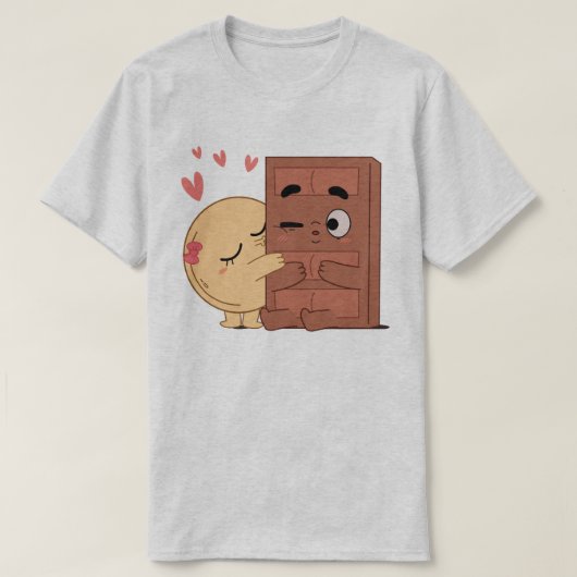 スウィートキスチョコパンケーキバレンティンズカップルラブ Tシャツ (デザイン正面)