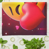 スウィートキスハート絵文字 キッチンタオル (折り畳み)