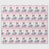 スウィートキットビッグピンクボウ追加誕生日名 ラッピングペーパー (フラット)