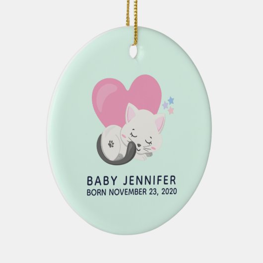 スウィートキティ猫と寝るハートベビー誕生 セラミックオーナメント (右)