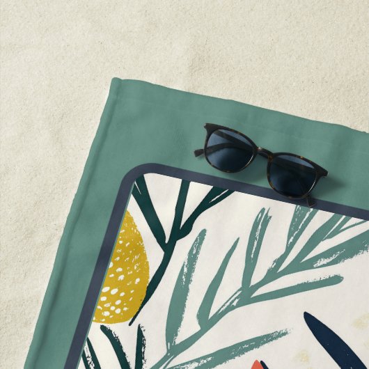 スウィートキャットイラストレーション パーソナライズされた ビーチタオル (インサイチュ)