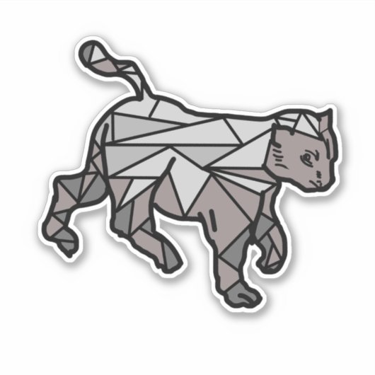 スウィートキャットジオメトシンプルリの線(白と黒) シール (正面)