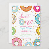 スウィートキャンディお祝いスウィートワン誕生日 招待状 (正面/裏面)