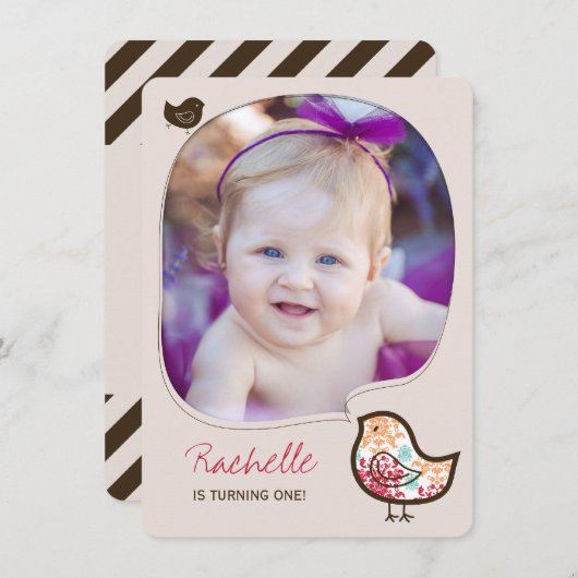 スウィートキャンディダマスクシックガール1st誕生日招待状 招待状 (正面/裏面)