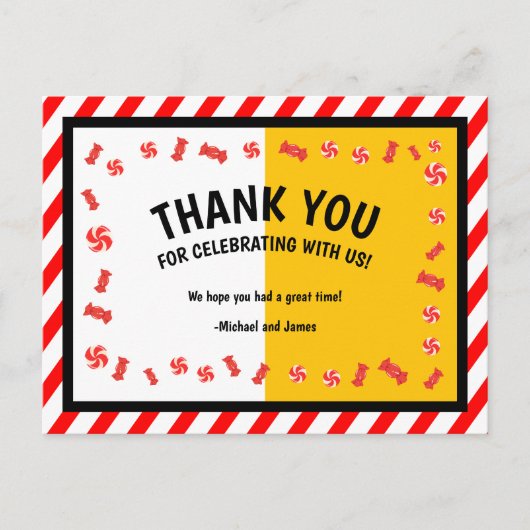 スウィートキャンディテーマキッズダブル誕生日ありがとう ポストカード (正面)