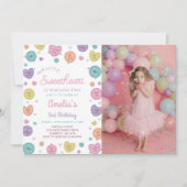 スウィートキャンディバレンタイン誕生日写真 招待状 (正面)