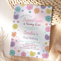 スウィートキャンディバレンタイン1st誕生日招待状