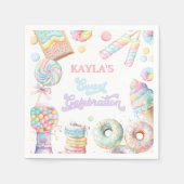 スウィートキャンディランドヴィーブ誕生日パステルピンク スタンダードカクテルナプキン (正面)