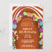スウィートキャンディワンダーランドシックス誕生日 招待状 (正面)