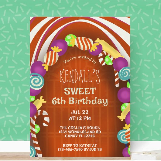 スウィートキャンディワンダーランドシックス誕生日 招待状