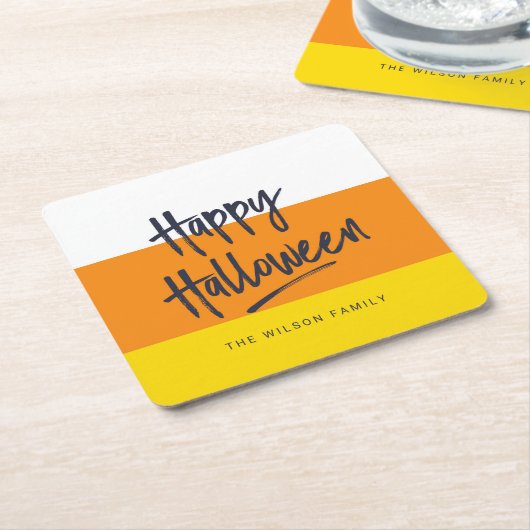 スウィートキャンディーコーンハッピーハローウィン スクエアペーパーコースター (アングル)