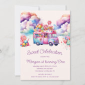 スウィートキャンディーレーンキッドの誕生日予算 招待状 (正面)