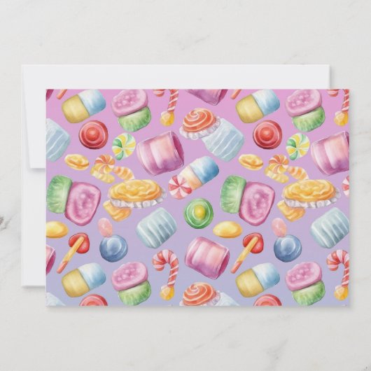 スウィートキャンディ第1回第3回第4回フォト誕生日 招待状 (裏面)