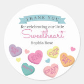 スウィートキャンディ誕生日またはベビーシャワーメッセージカード ラウンドシール (正面)
