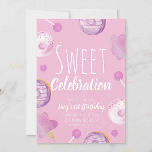 スウィートキャンディ誕生日ドーナッツピンクガールズパーティー (正面)