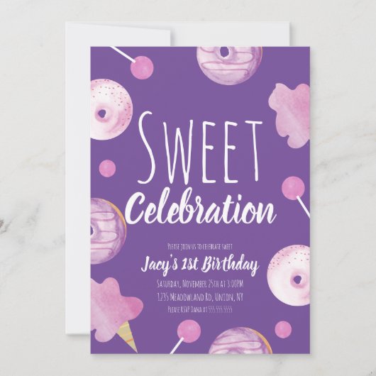 スウィートキャンディ誕生日ドーナッツピンクガールズパーティー (正面)