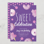 スウィートキャンディ誕生日ドーナッツピンクガールズパーティー (正面/裏面)