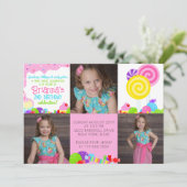 スウィートキャンディ3フォト誕生日招待状 招待状 (スタンド正面)