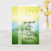 スウィートキリシタン神の光と愛の誕生日 カード (黄色い花)