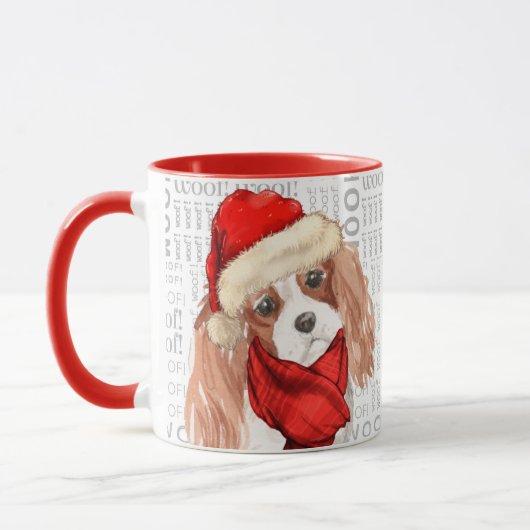スウィートキングチャールズテリアクリスマスドッグ マグカップ (左)