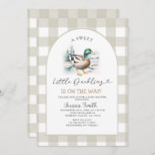 スウィートギンガムリトルアクリングマラルドベビーシャワー 招待状 (正面/裏面)