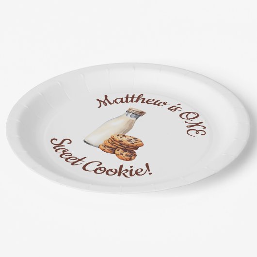 スウィートクッキー1つ！最初の誕生日パーティー ペーパープレート (アングル)