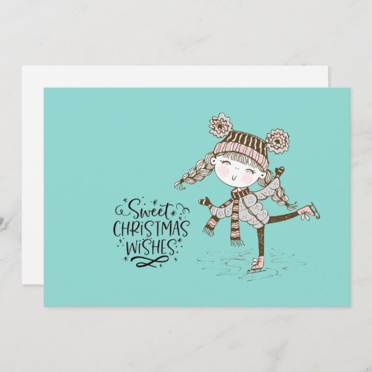 スウィートクリスマスウィズアイススケートで滑る シーズンカード (正面/裏面)